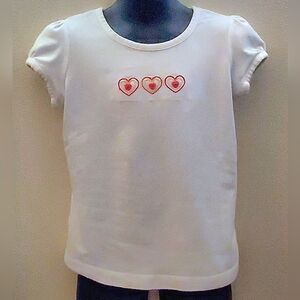 Little Girl's Short Sleeve Embroidered Heart Tee